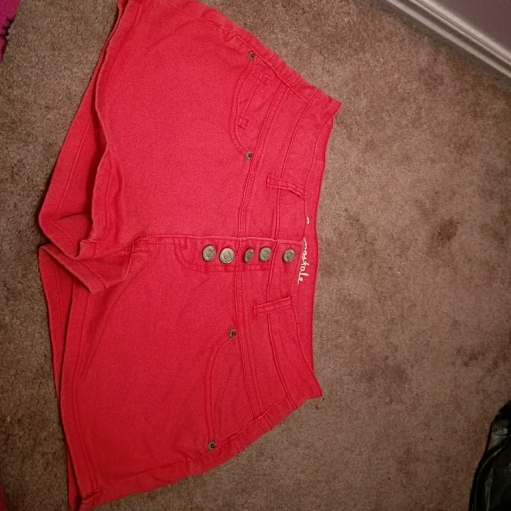 High Waisted Red Orange Shorts